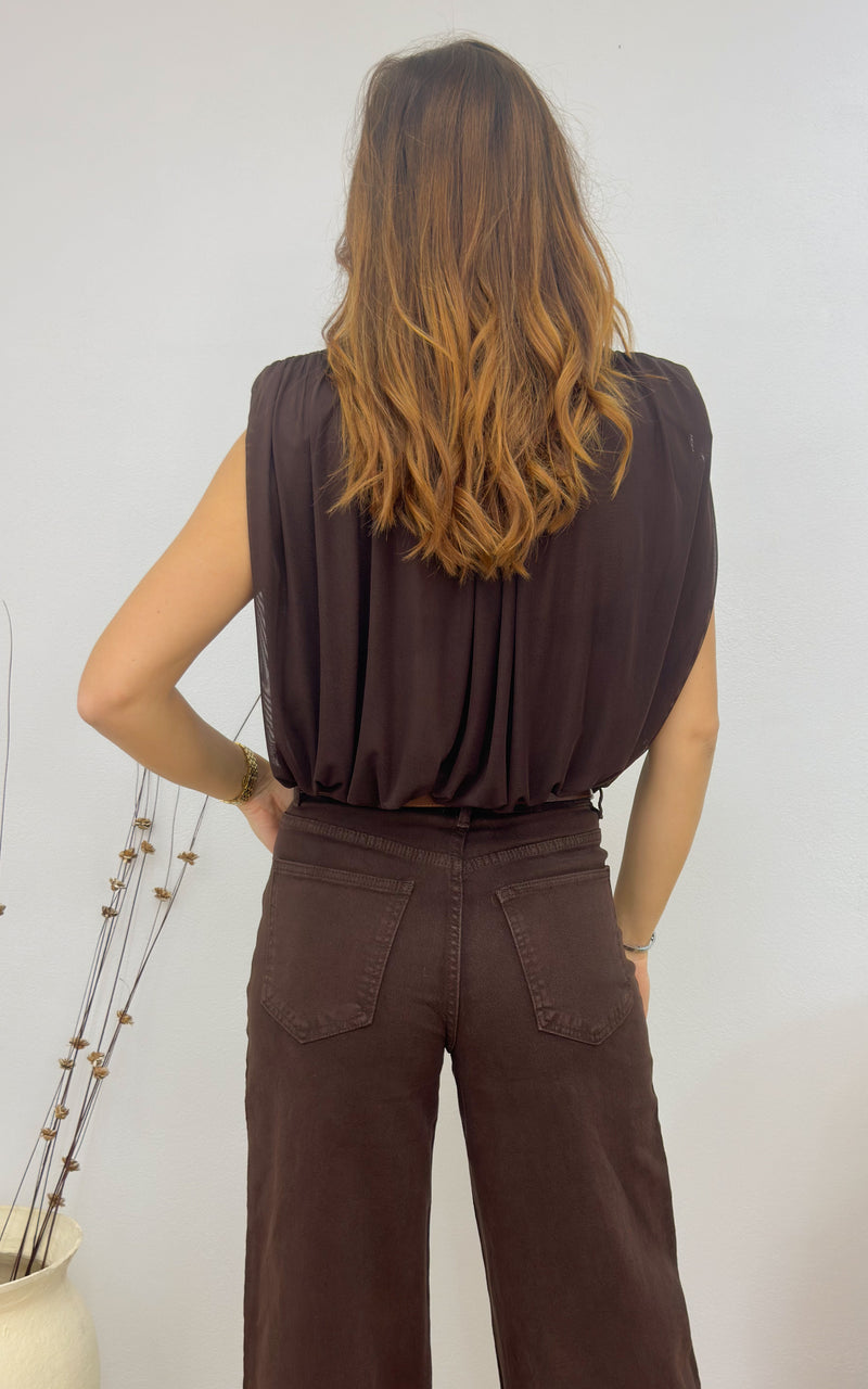 Top mousseline IRIANE - chocolat