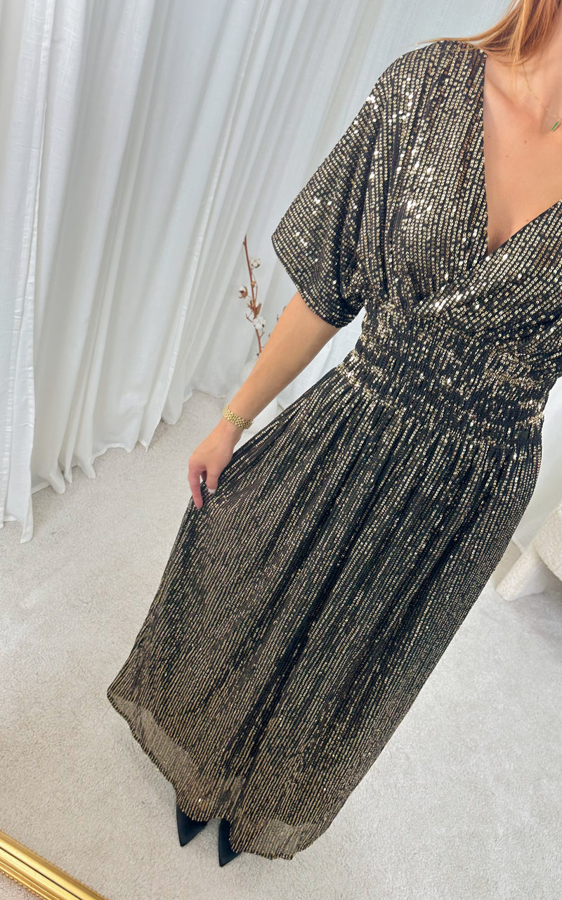 Robe longue à sequins dorés MELLO 🇮🇹