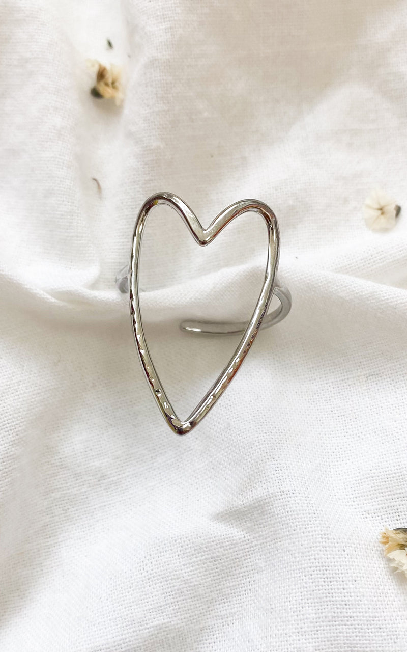 Bague coeur acier inoxydable argenté "Charline"
