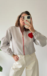 Veste bomber rayé ELVA - noir, blanc et rouge