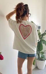 T-shirt cœur PERUGIA - blanc et rouge