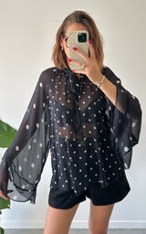 Blouse à pois TESSIA - noir et blanc