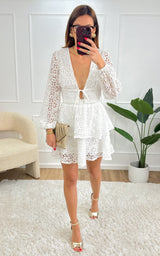 Blouse dentelle NAELIS - blanc