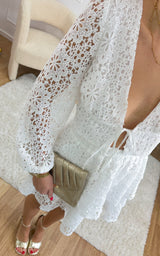 Blouse dentelle NAELIS - blanc