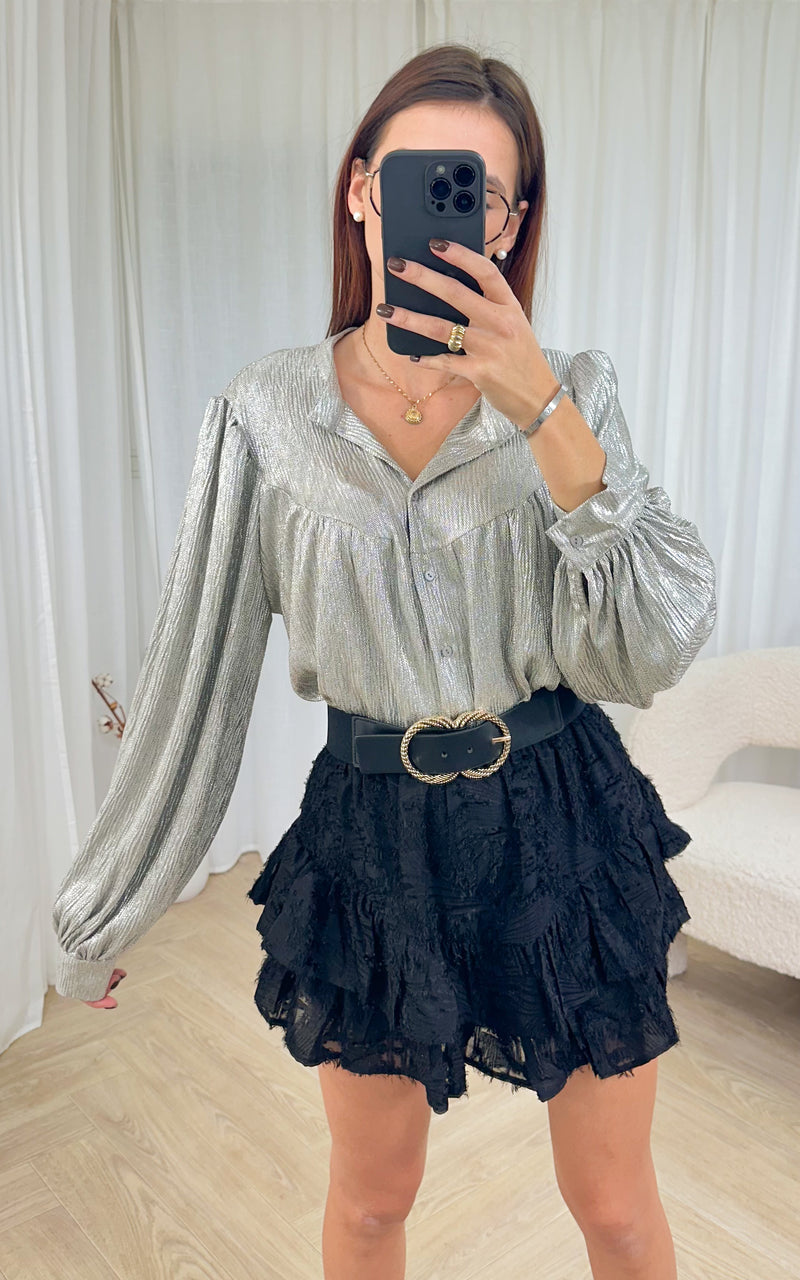 Blouse oversize argenté clair SIWAN