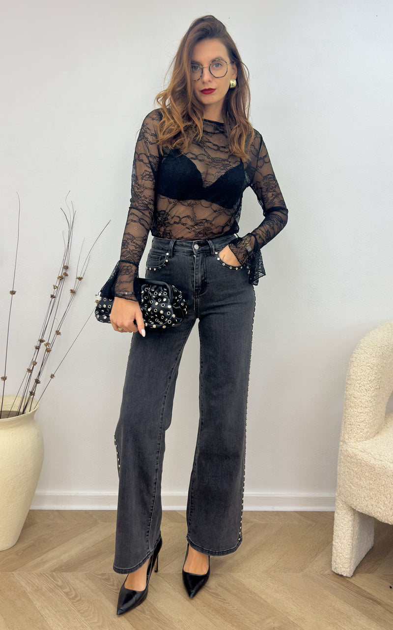 Jeans à clous ARIA - gris foncé