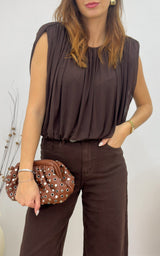 Top mousseline IRIANE - chocolat