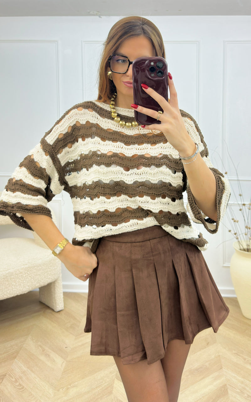 Pull MAELAN - marron et écru 🇮🇹