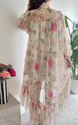 Robe longue fleurie RIOMAGGIORE - écru et rose