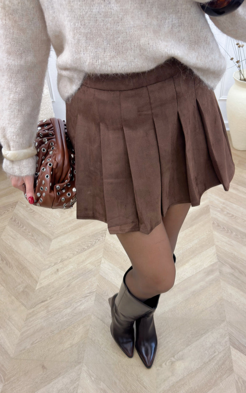Jupe-short suédine JERRY - chocolat