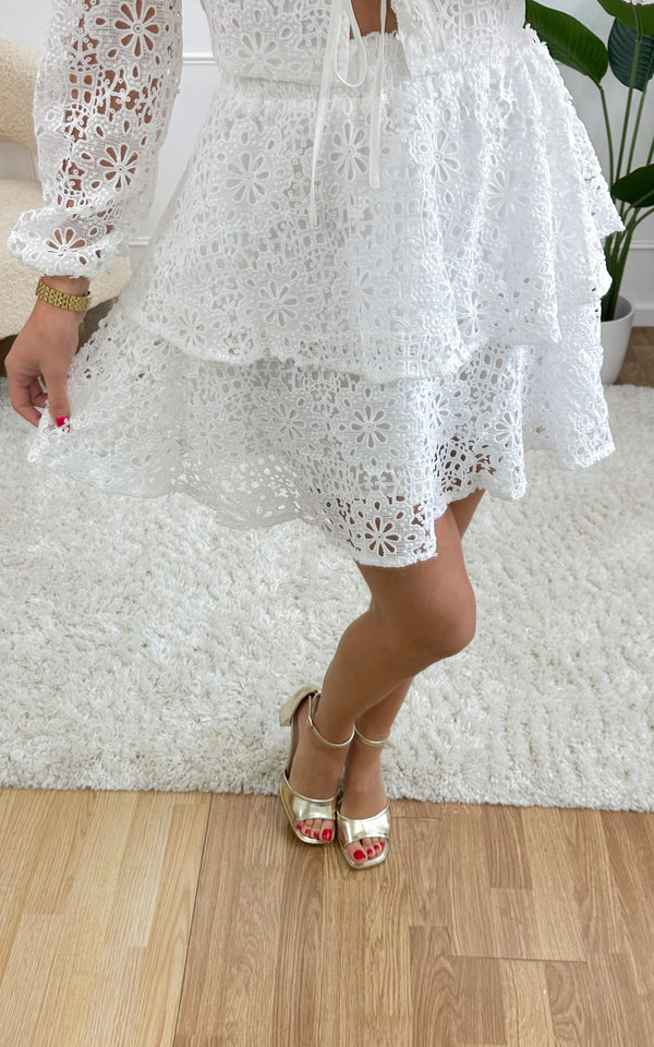 Jupe dentelle NAELIS - blanc