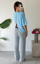 Pull asymétrique COMO - bleu et blanc