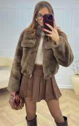 Veste fausse fourrure BELLIE - chocolat
