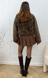 Veste fausse fourrure BELLIE - chocolat