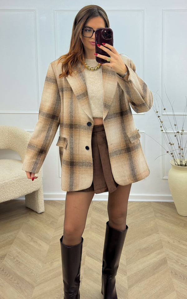 Blazer carreaux CARRA - beige 🇮🇹