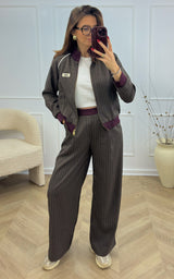 Ensemble jogging rayé DOMY - chocolat