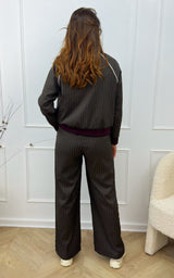 Ensemble jogging rayé DOMY - chocolat