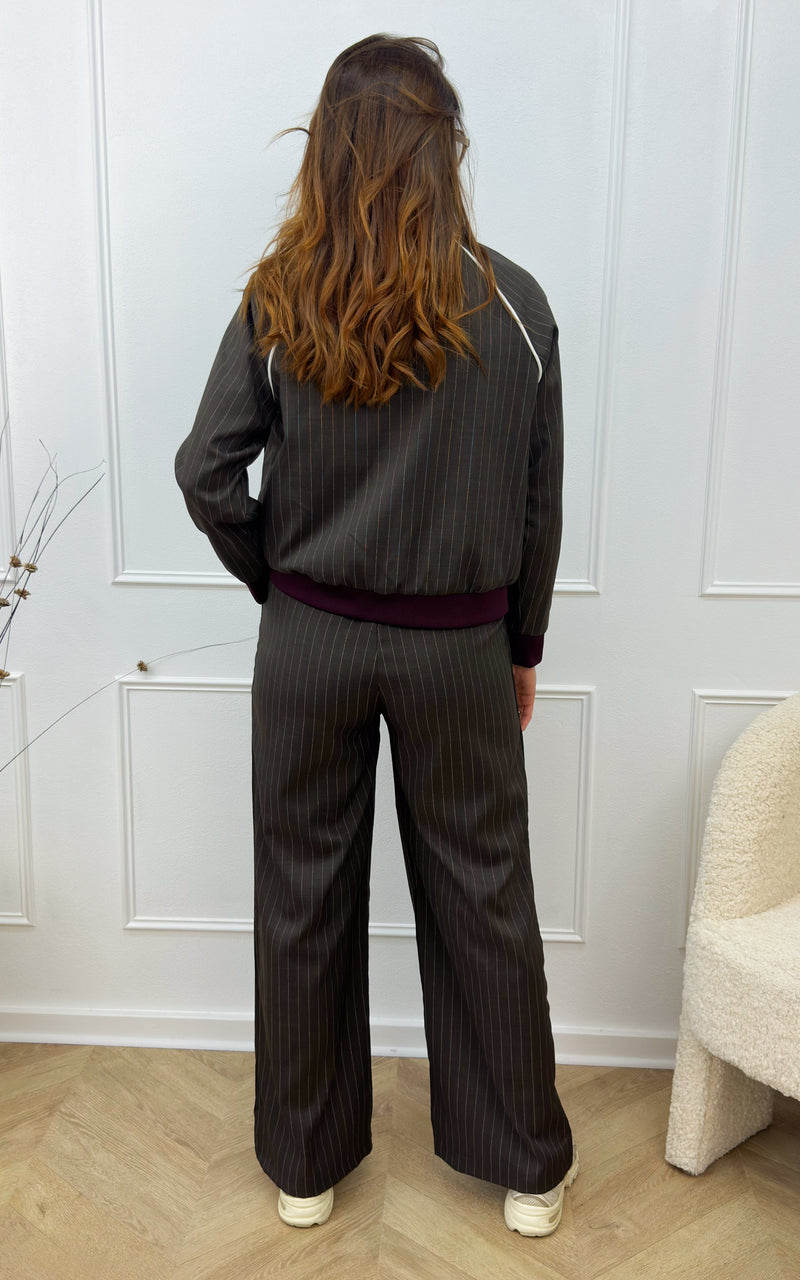 Ensemble jogging rayé DOMY - chocolat