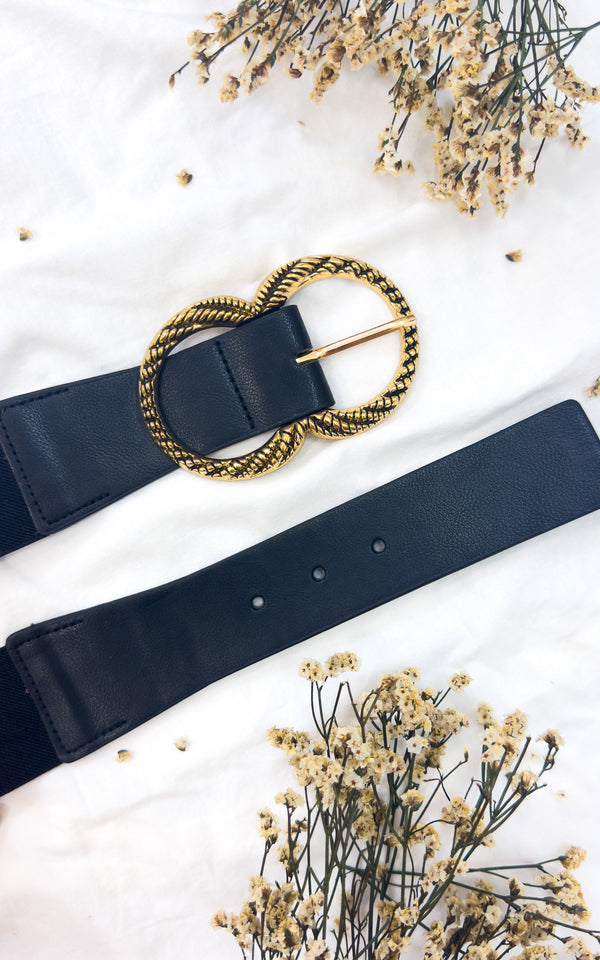 Ceinture élastique noire et dorée GYIZO