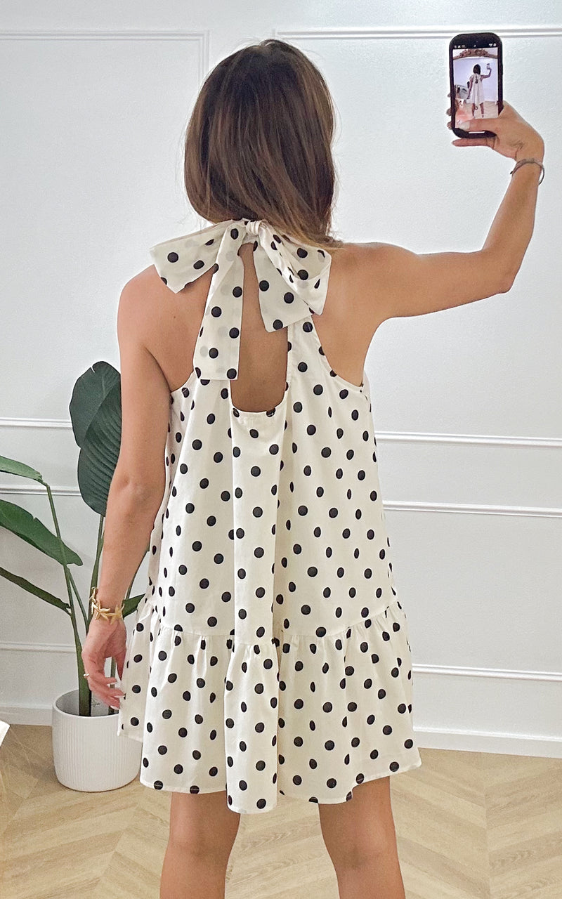 Robe à pois PEA - blanc et noir