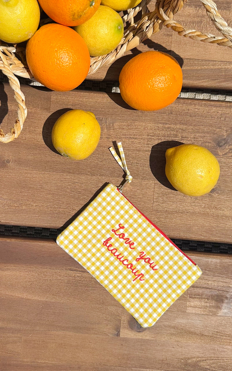 Pochette "love you beaucoup" JOVANA - jaune