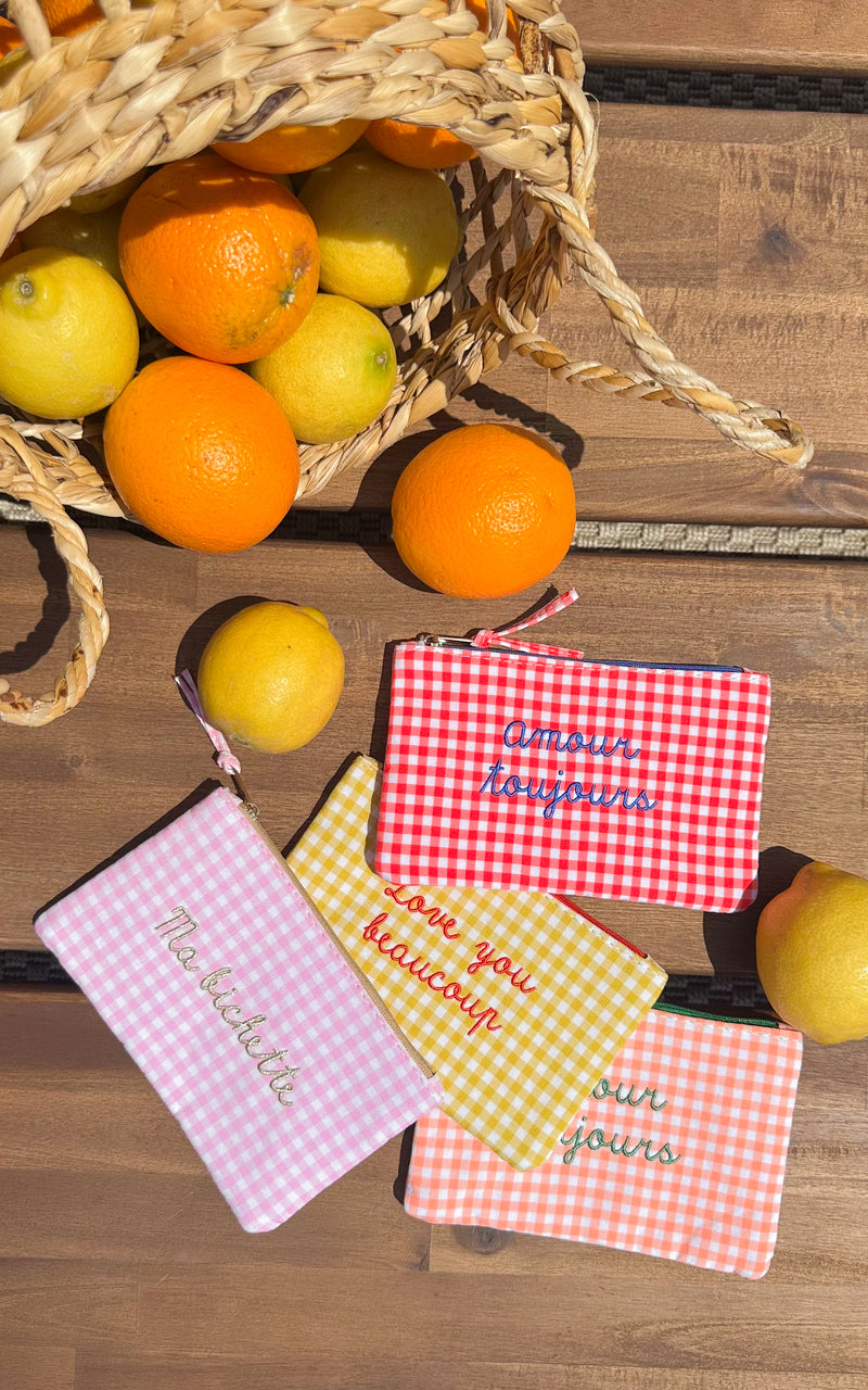 Pochette "love you beaucoup" JOVANA - jaune