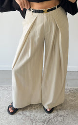 Pantalon rayé CELESTIA - beige et noir