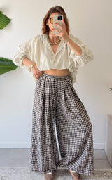 Pantalon à carreaux CASSIS - chocolat et beige 🇮🇹