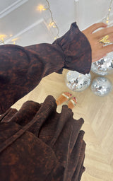 Robe satinée ALL I WANT - marron et noir