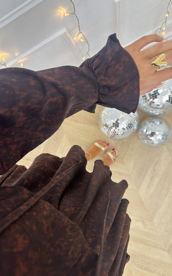 Robe satinée ALL I WANT - marron et noir