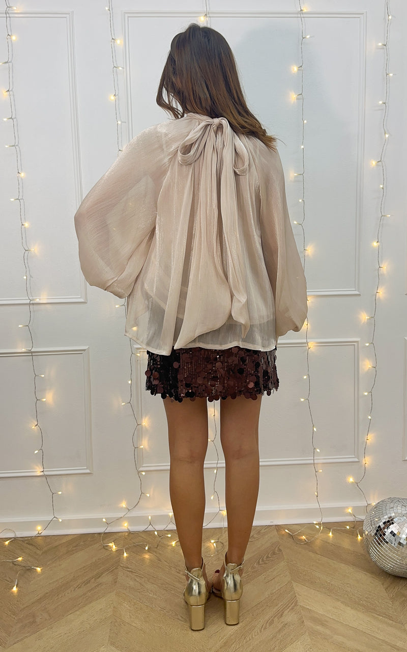 Blouse satinée WINTER GLOW - écru