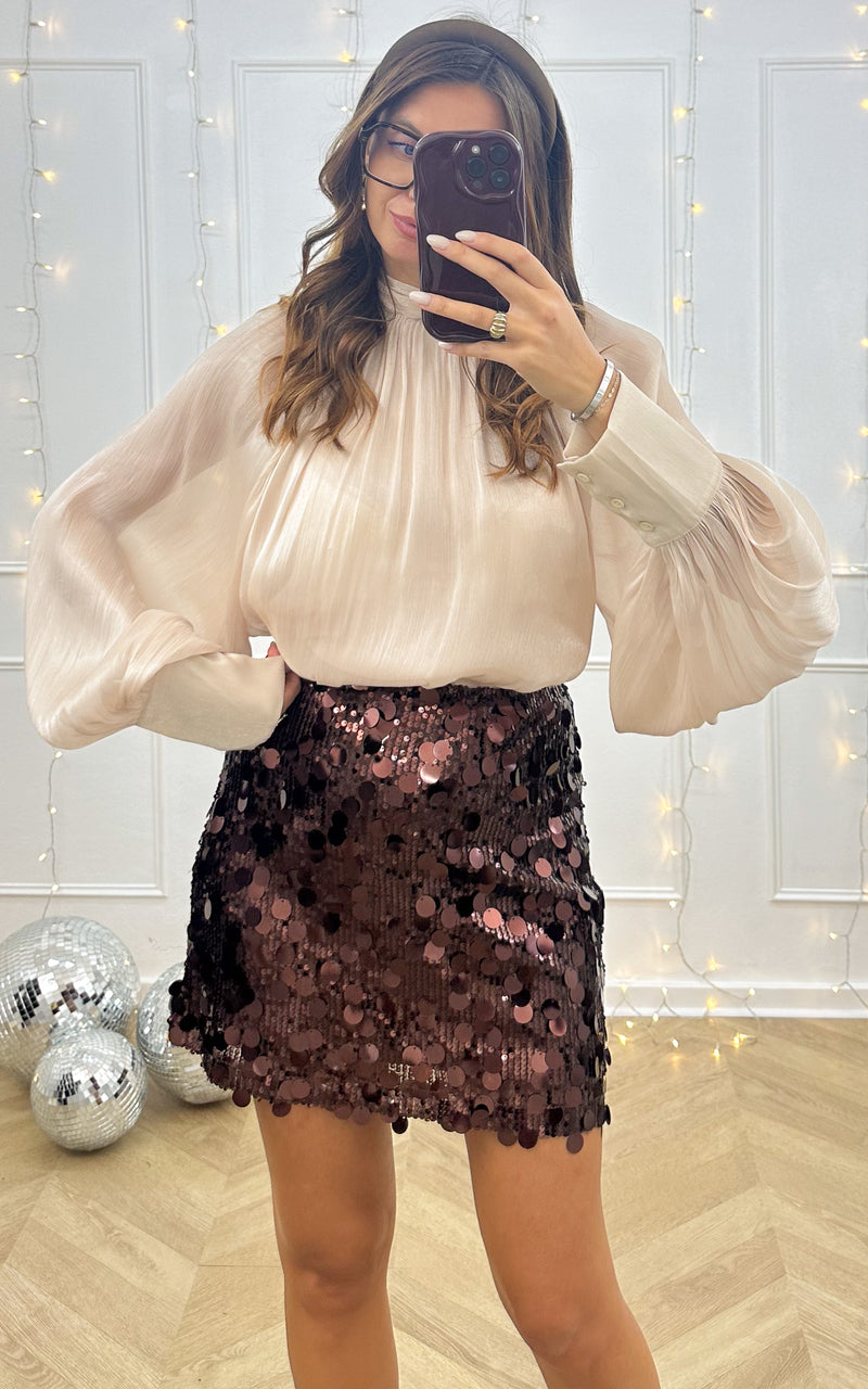 Blouse satinée WINTER GLOW - écru