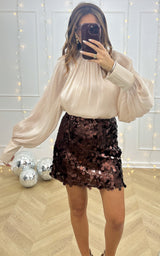 Blouse satinée WINTER GLOW - écru