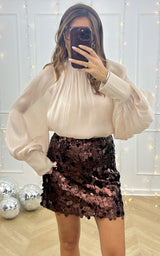 Blouse satinée WINTER GLOW - écru