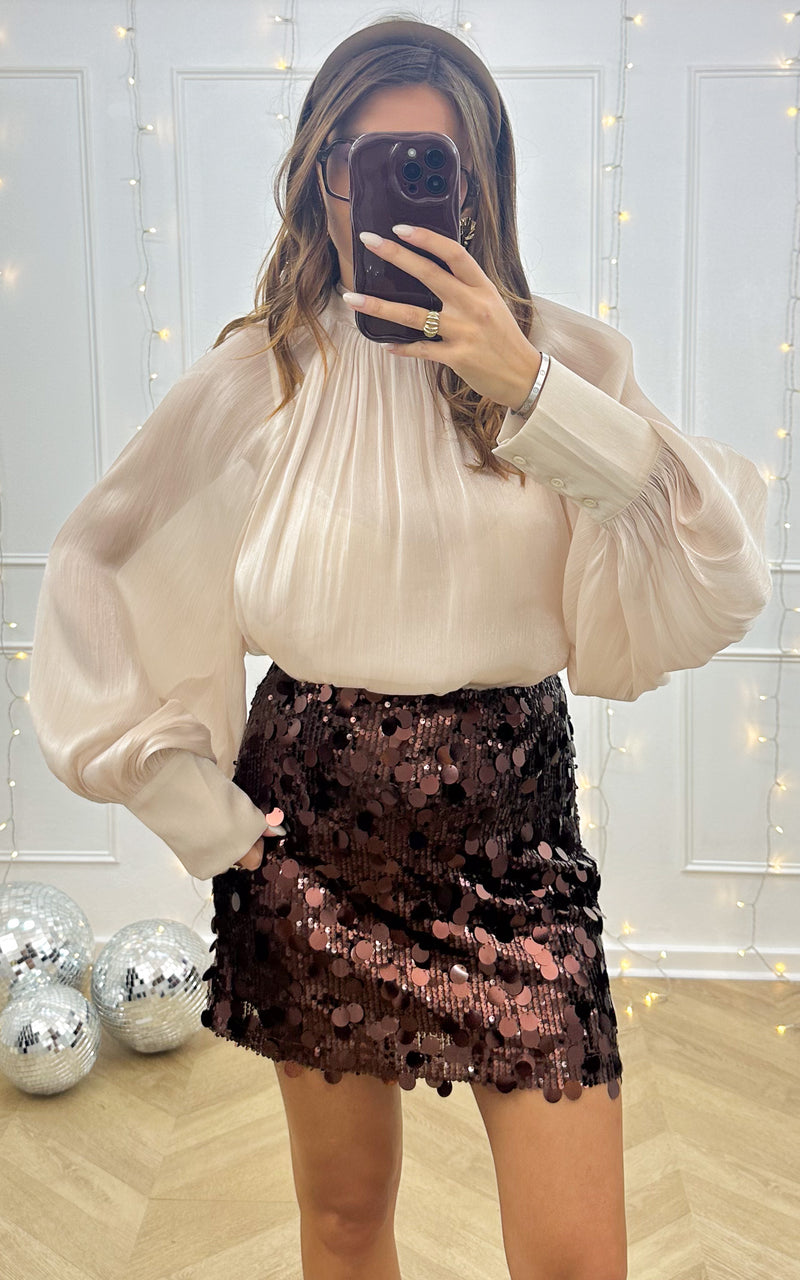 Blouse satinée WINTER GLOW - écru