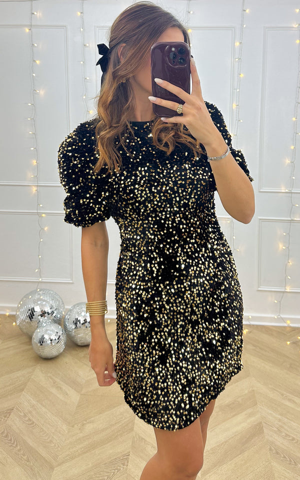 Robe sequins dos nu GOLDEN HOUR - doré