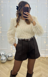 Pull froufrous VELOURS D'ETOILES - blanc