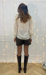 Chemise sequins ALL EYES ON YOU - écru