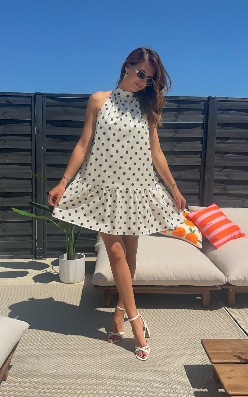Robe à pois PEA - blanc et noir