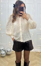 Chemise sequins ALL EYES ON YOU - écru
