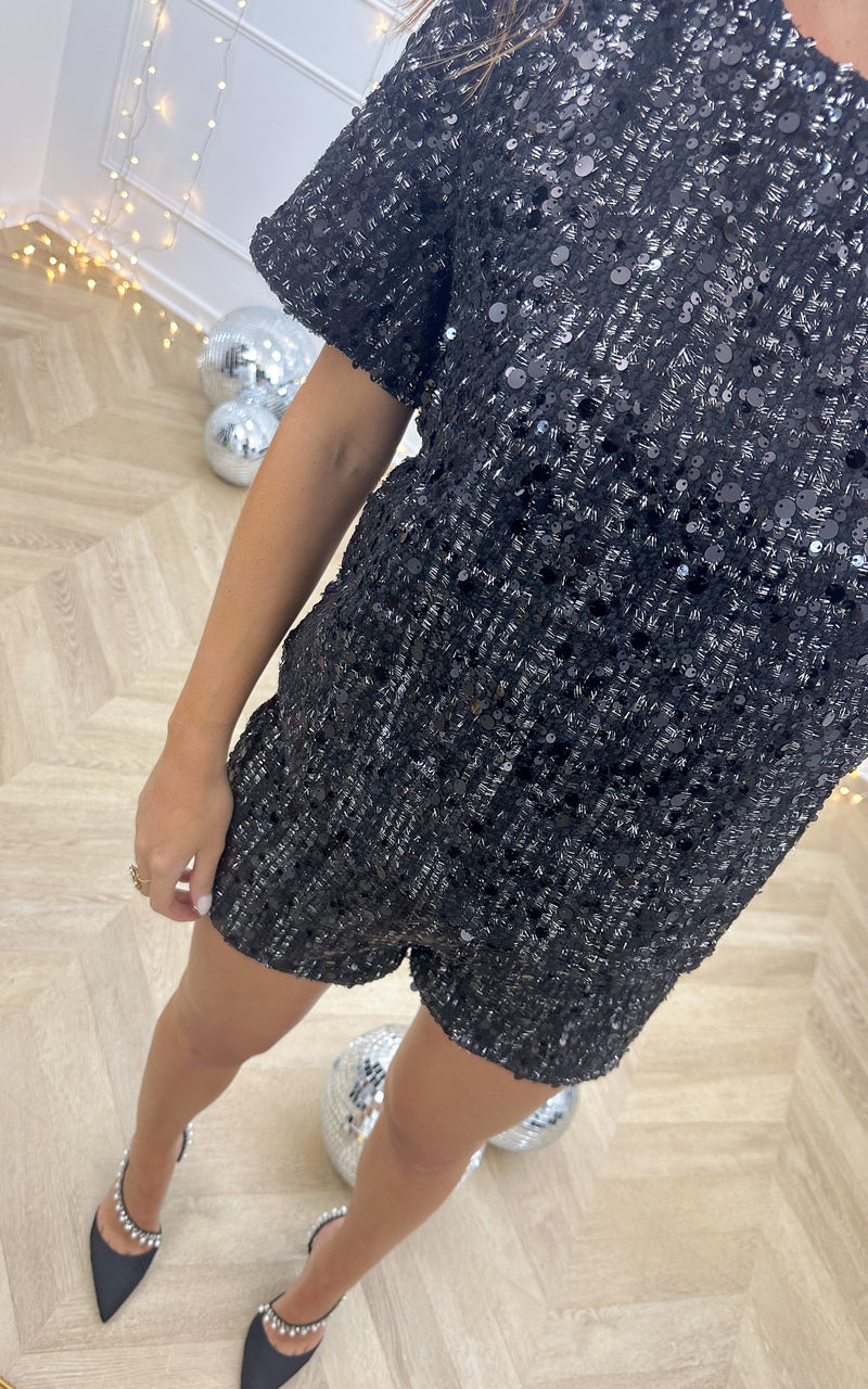 Short tweed et sequins DECEMBER CRUSH - noir
