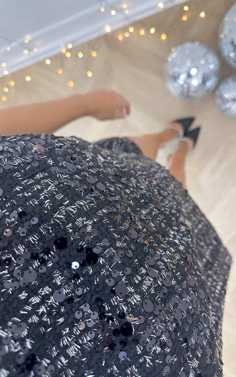 T-shirt tweed et sequins DECEMBER CRUSH - noir