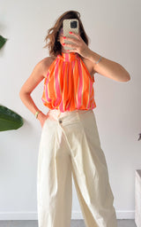 Blouse rayée COLLIOURE - rose et orange 🇮🇹