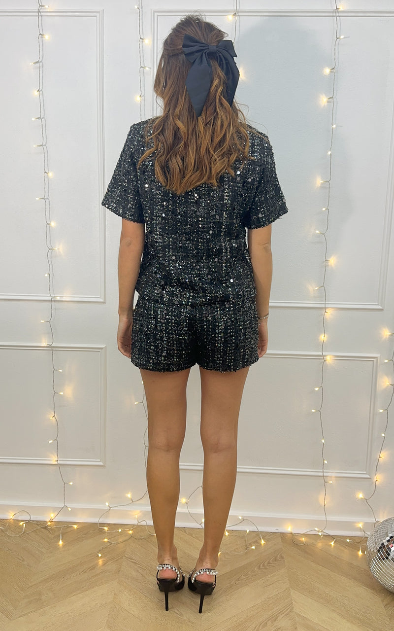 Short tweed et sequins DECEMBER CRUSH - noir