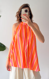 Blouse rayée COLLIOURE - rose et orange 🇮🇹