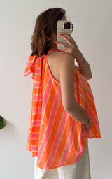 Blouse rayée COLLIOURE - rose et orange 🇮🇹