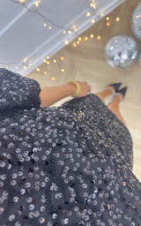 Robe sequins dos nu SPARKLE SEASON - noir