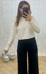 Blouse sequins et noeuds ECLAT D'HIVER - blanc