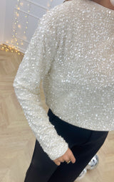 Blouse sequins et noeuds ECLAT D'HIVER - blanc