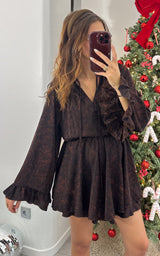 Robe satinée ALL I WANT - marron et noir